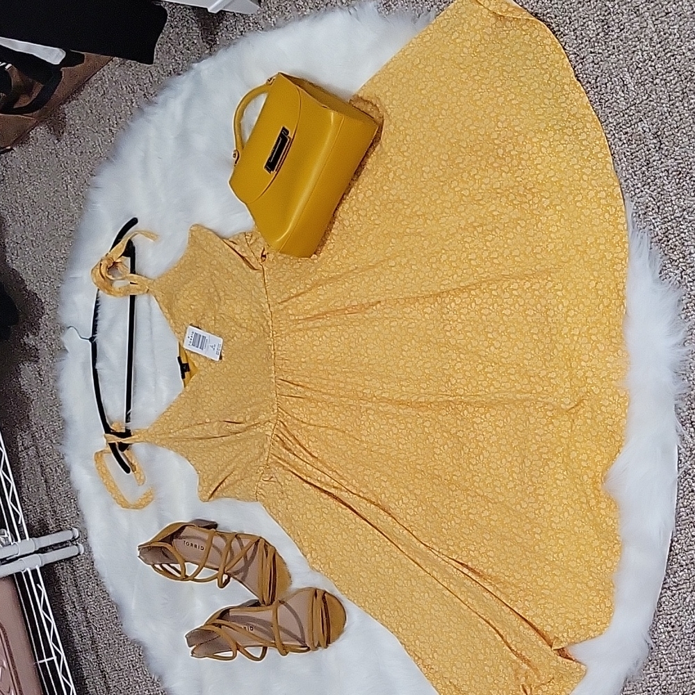 torrid Yellow Floral Tie-Shoulder Mini Dress - Picture 3 of 4